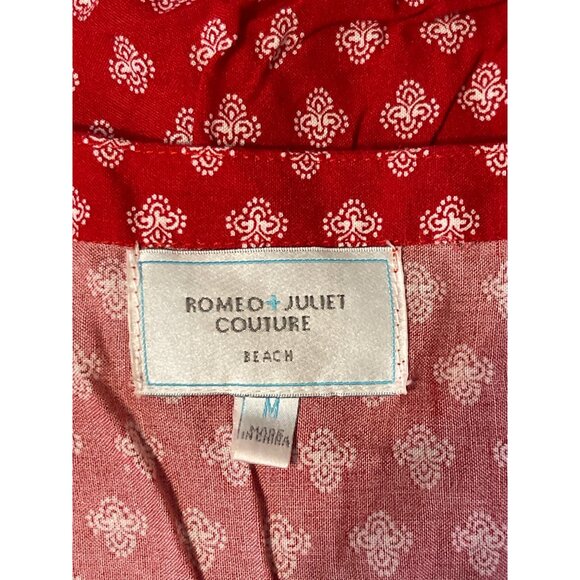 Romeo + Juliet Couture Red & White Bohemian Beach Dress With Paisley Hem And Dra - Picture 3 of 3
